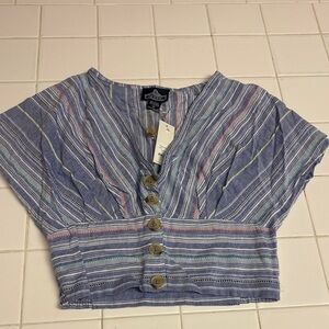 Caslon Multicolor Striped Button-Down Blouse